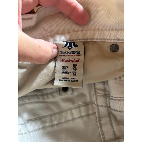 Mek Denim Men's Beige Jeans New York Bootcut Size 33 x 32 100% Cotton - Picture 6 of 8